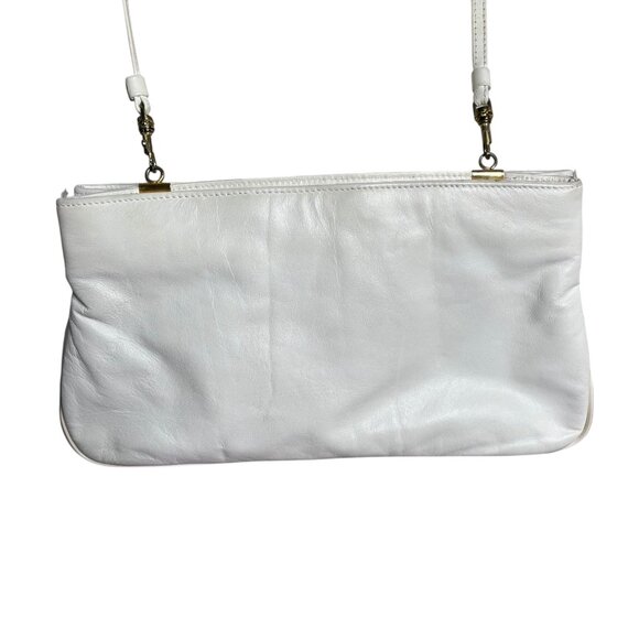 Vintage 80s Etienne Aigner Leather Crossbody Handbag White Gold Removable Strap - Picture 4 of 8